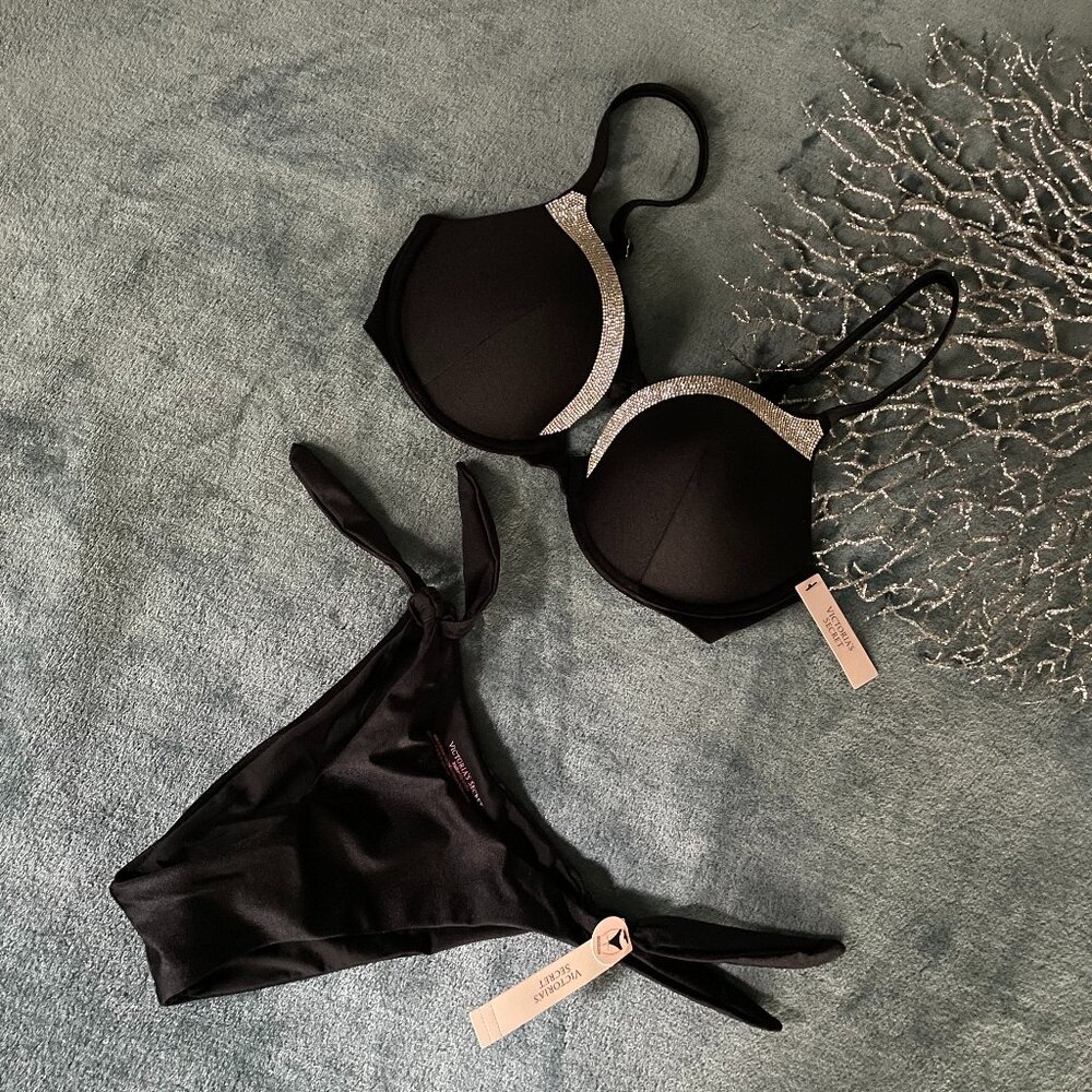 Victoria's Secret Swim, Bling Push-Up Top and Tie Side Bottoms, NEW!